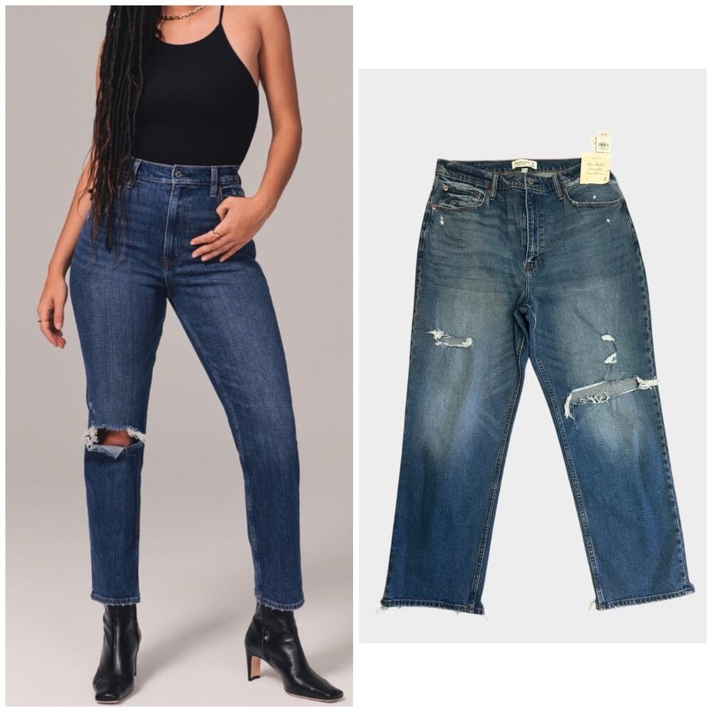 NEW Abercrombie & Fitch Curve Love Ankle Straight Ultra High Rise, 14/32 Long